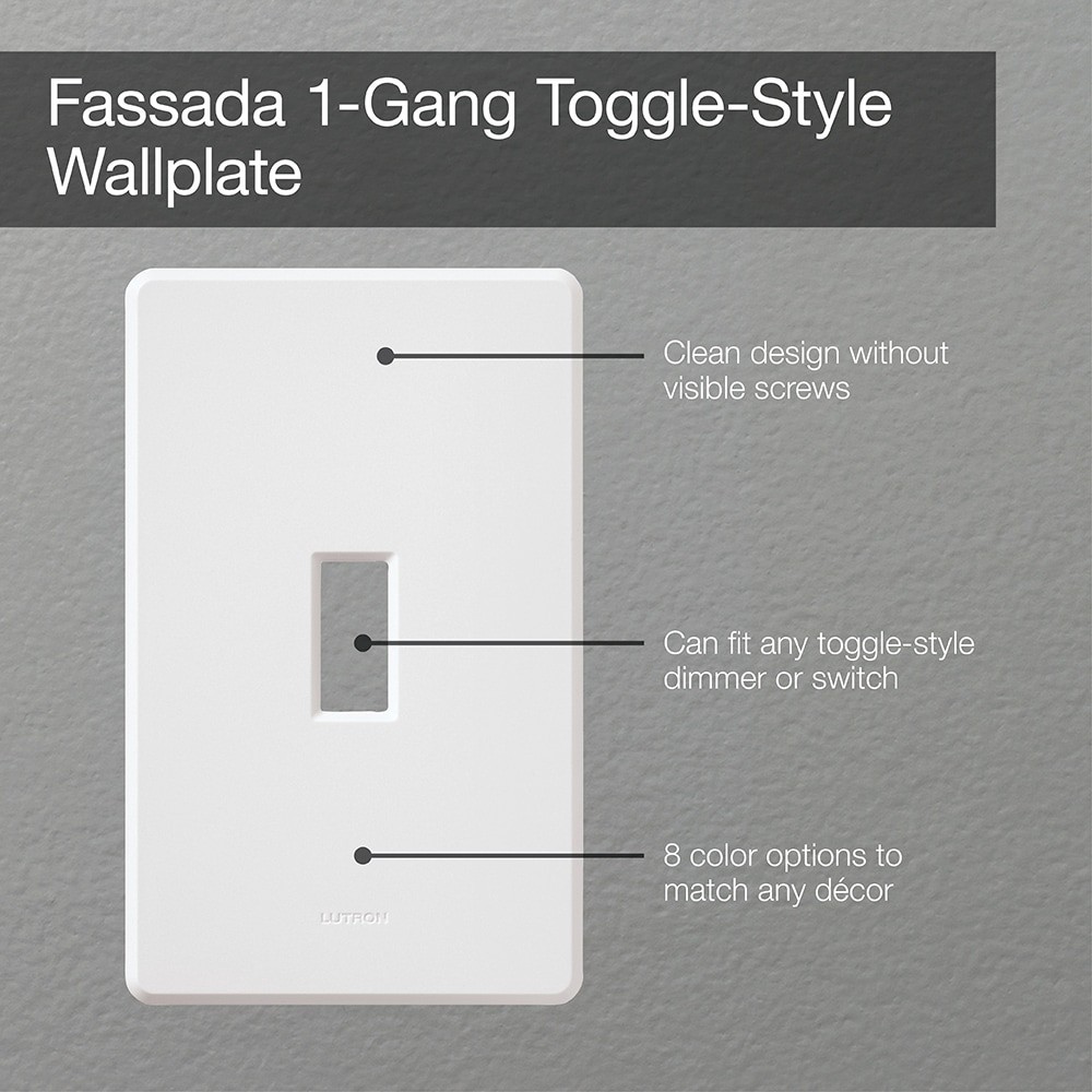 slide 4 of 6, Lutron Fassada 1 -Gang Standard Size Gloss White Plastic Indoor Screwless Toggle Wall Plate, 1 ct