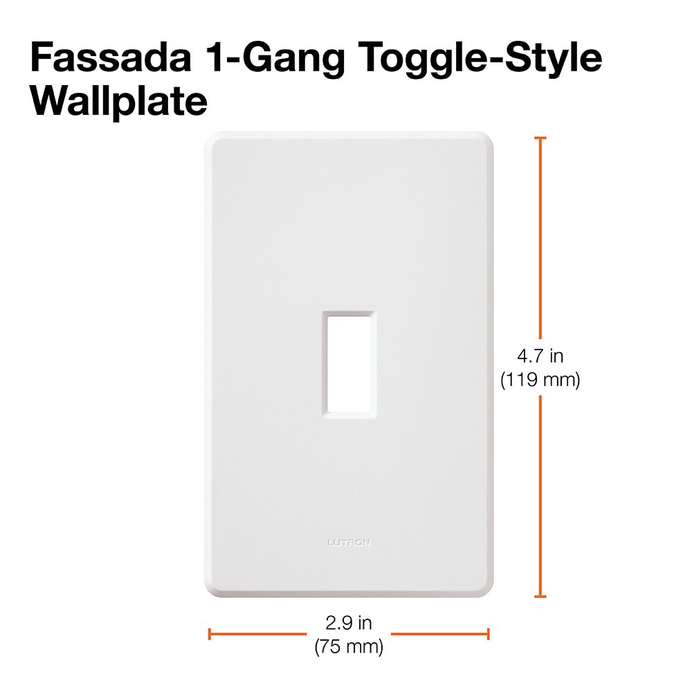 slide 5 of 6, Lutron Fassada 1 -Gang Standard Size Gloss White Plastic Indoor Screwless Toggle Wall Plate, 1 ct