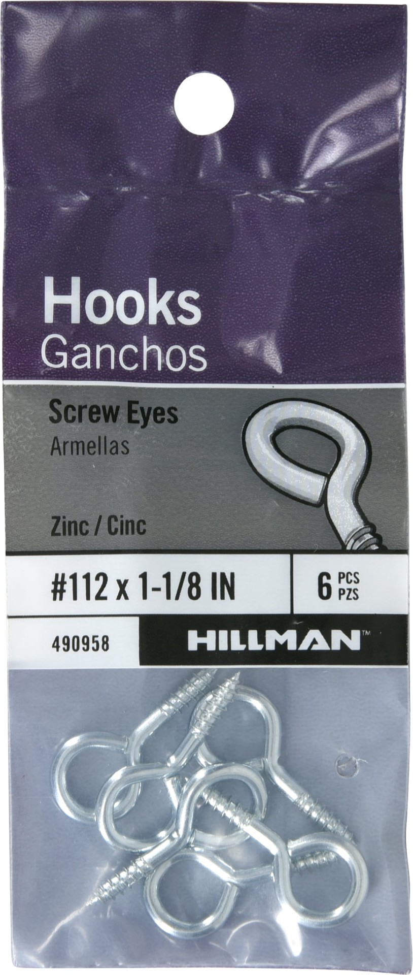 slide 2 of 4, Hillman 1.4-in Zinc-Plated Steel Screw eye hook, 1 ct