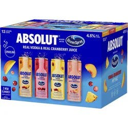 Absolut Ocean Spray Cranberry Ready to Drink Vodka Cocktail, 12 Pack, 12 oz Cans, 9 Proof