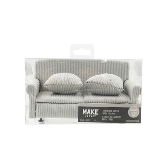 slide 1 of 3, Miniature Gray Textured Couch By Make Market, 2.7 in x 3.3 in