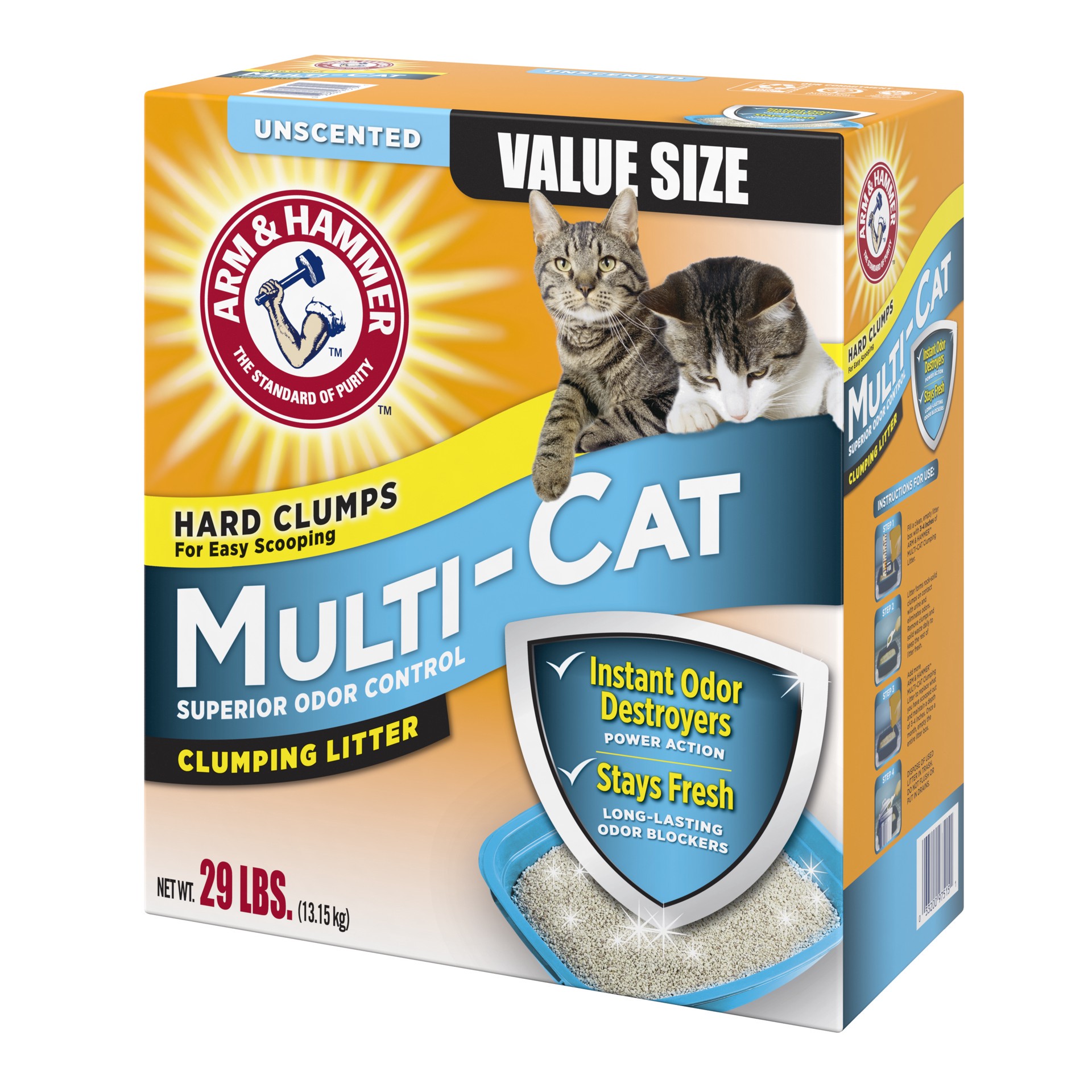 slide 2 of 4, ARM & HAMMER Multi-Cat Unscented Clumping Litter Value Size 29 lb, 29 lb