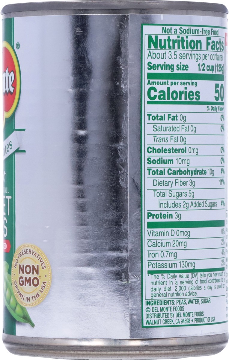 slide 11 of 13, Del Monte Fresh Cut Tender Petites No Salt Added Sweet Peas 15.25 oz, 15.25 oz