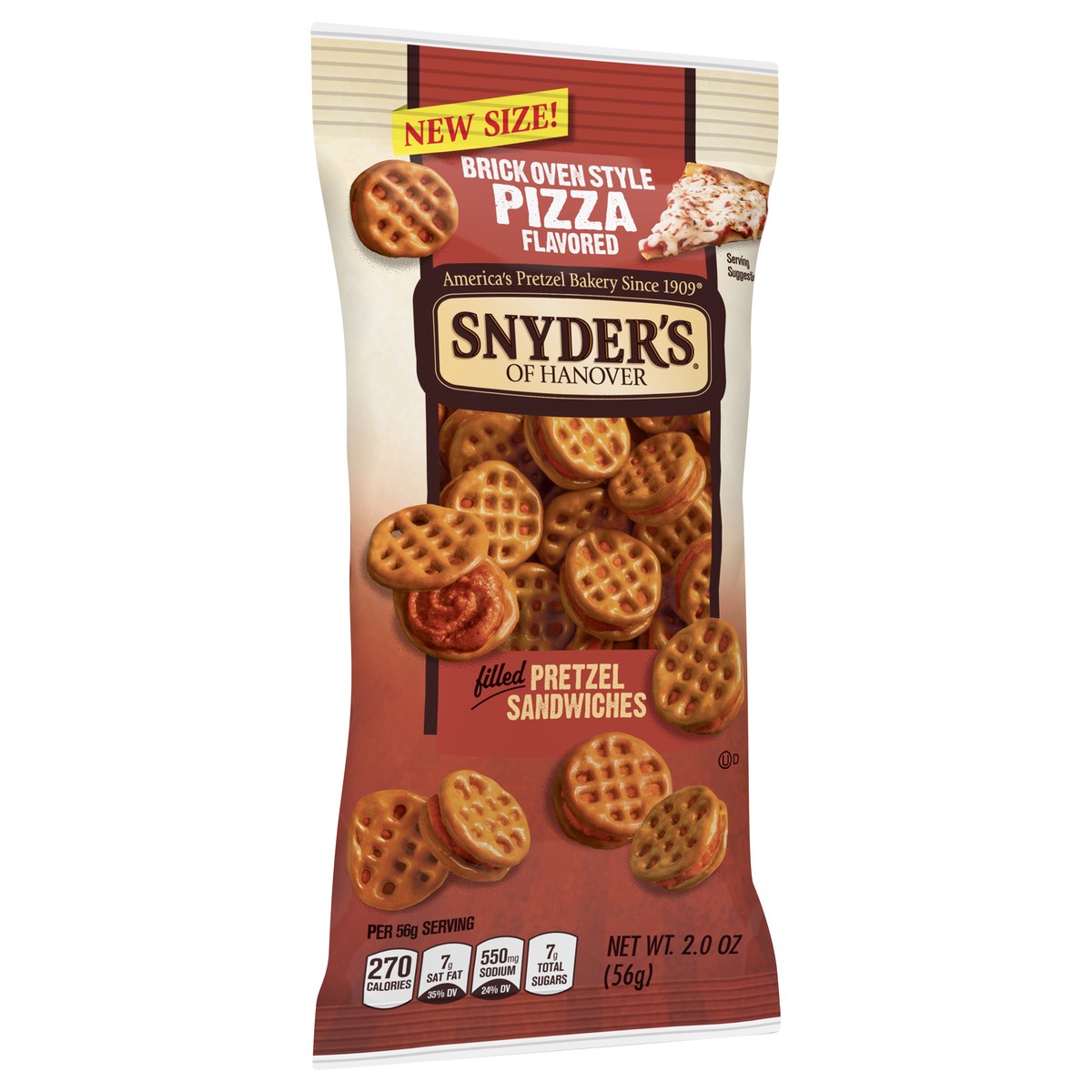 slide 4 of 7, Snyder's of Hanover Pretzel Sandwich, Filled, Pizza Flavored, Brick Oven Style, 2 oz