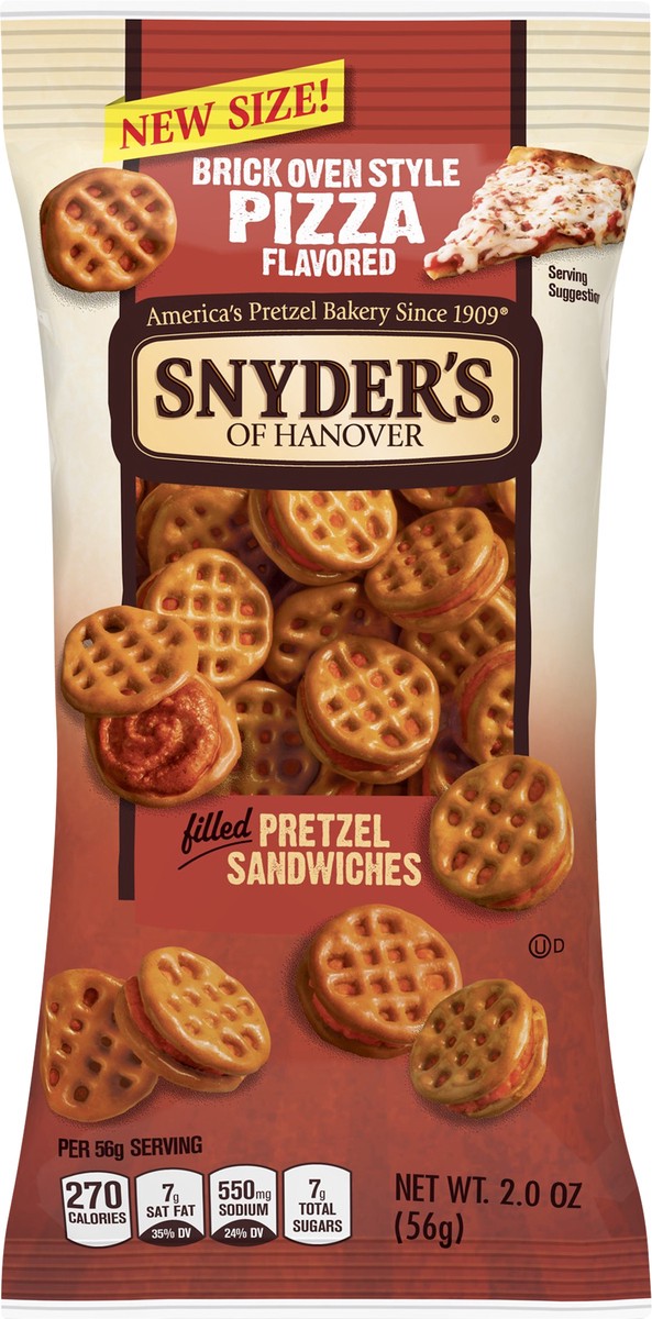 slide 3 of 7, Snyder's of Hanover Pretzel Sandwich, Filled, Pizza Flavored, Brick Oven Style, 2 oz