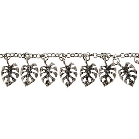 slide 1 of 3, Oxidized Silver Metal Palm Leaf Charms, 20mm By Bead Landing, 20 mm