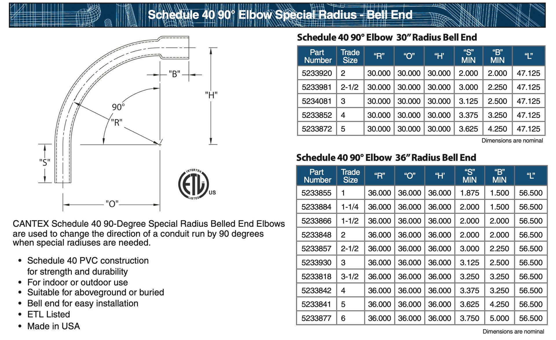 slide 6 of 6, CANTEX 3-in 90 -Degree Schedule 40, PVC Elbow Elbow Conduit Fittings, 1 ct