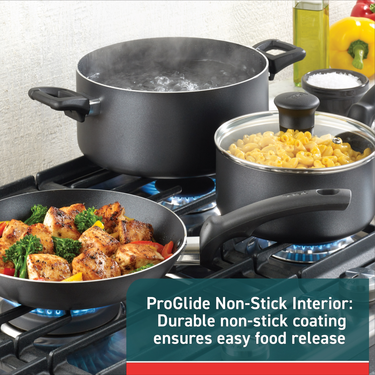 slide 2 of 4, T Fal T-Fal Essentials Non-Stick Cookware, 8 quart Stockpot Black, 8 qt