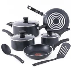 T Fal T-fal Essentials Non-Stick pots and pans Cookware 10 piece Set, Black