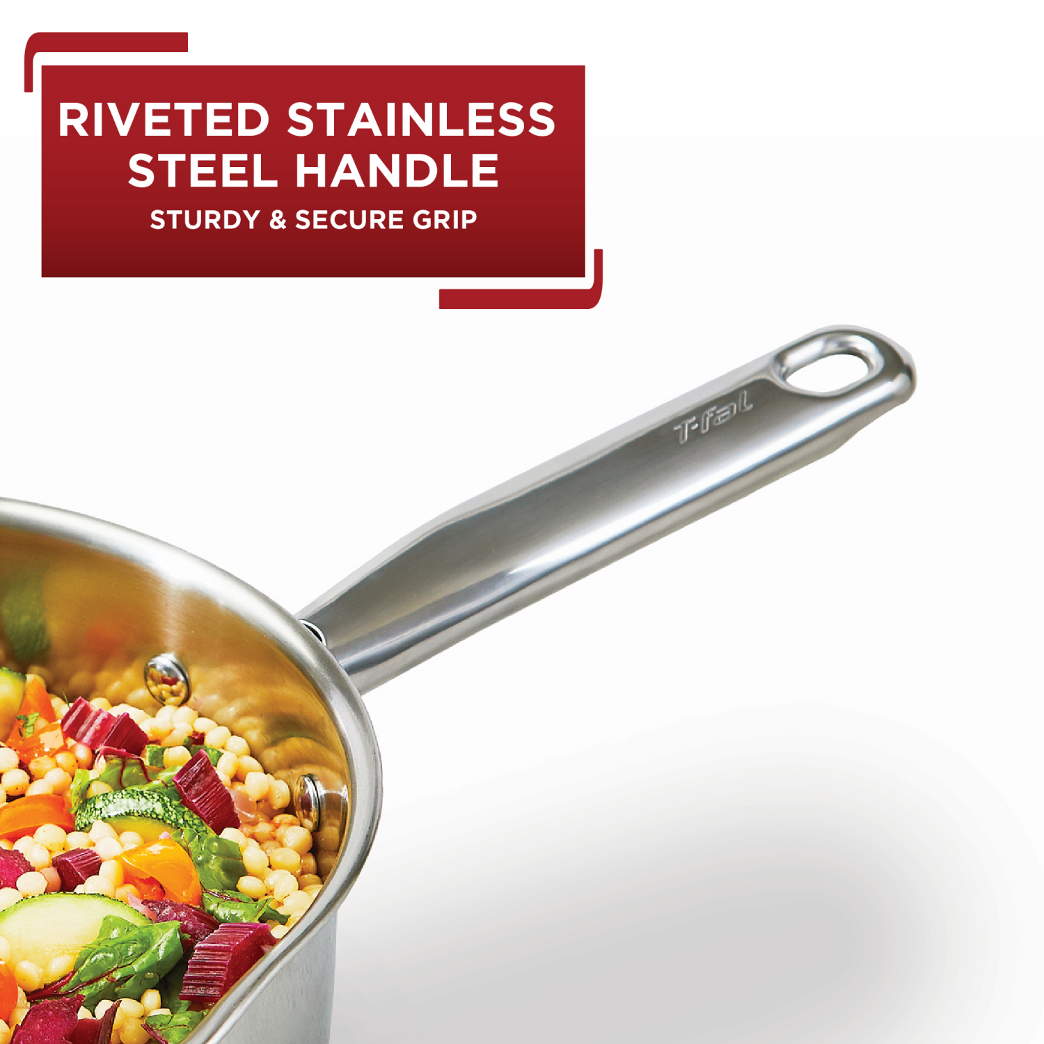 slide 2 of 8, T-Fal Cook & Strain Stainless Steel Saucepan, 3 qt