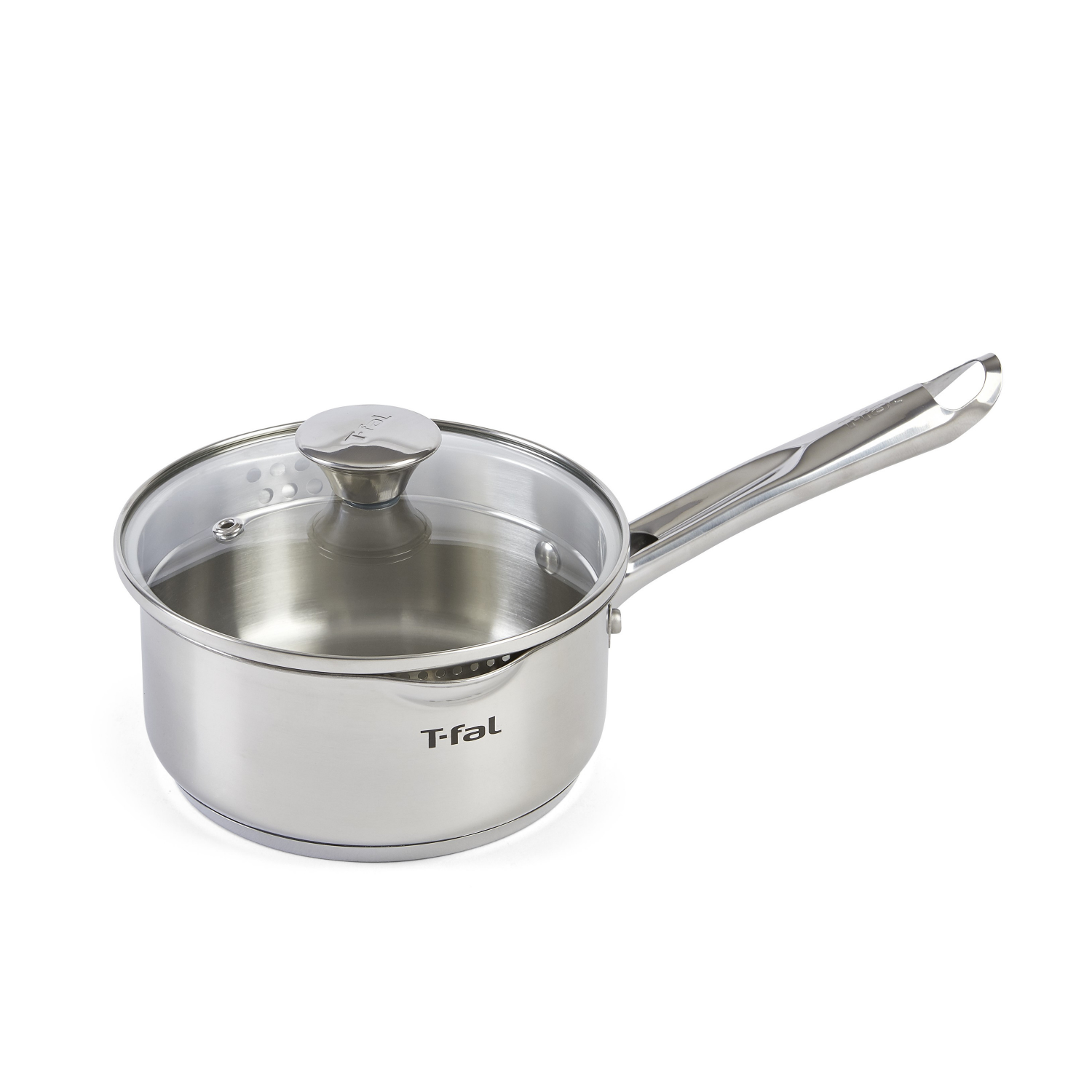 slide 1 of 5, T-Fal Cook & Strain Stainless Steel Saucepan, 3 qt
