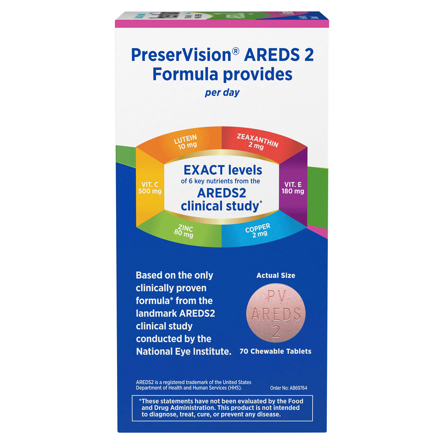 slide 2 of 4, PreserVision AREDS 2 Formula Eye Vitamin and Mineral Supplement with Lutein & Zeaxanthin, Mixed Berry Flavor, 70 Chewable Tablets, 70 ct