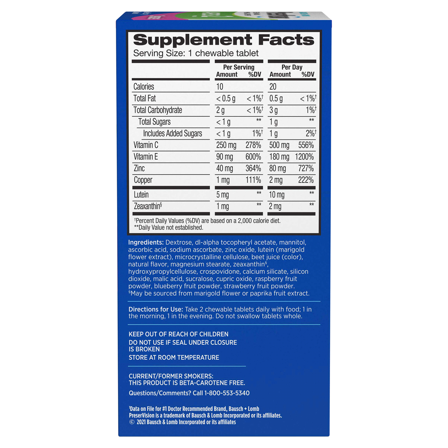 slide 3 of 4, PreserVision AREDS 2 Formula Eye Vitamin and Mineral Supplement with Lutein & Zeaxanthin, Mixed Berry Flavor, 70 Chewable Tablets, 70 ct