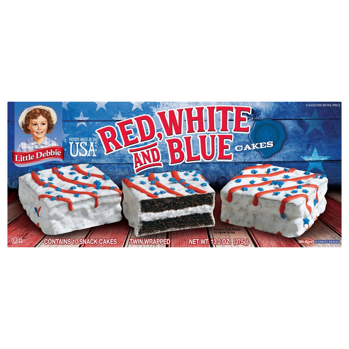 slide 3 of 11, Little Debbie Snack Cakes, Little Debbie Family Pack Red, White and Blue Cakes (choc), 10 ct