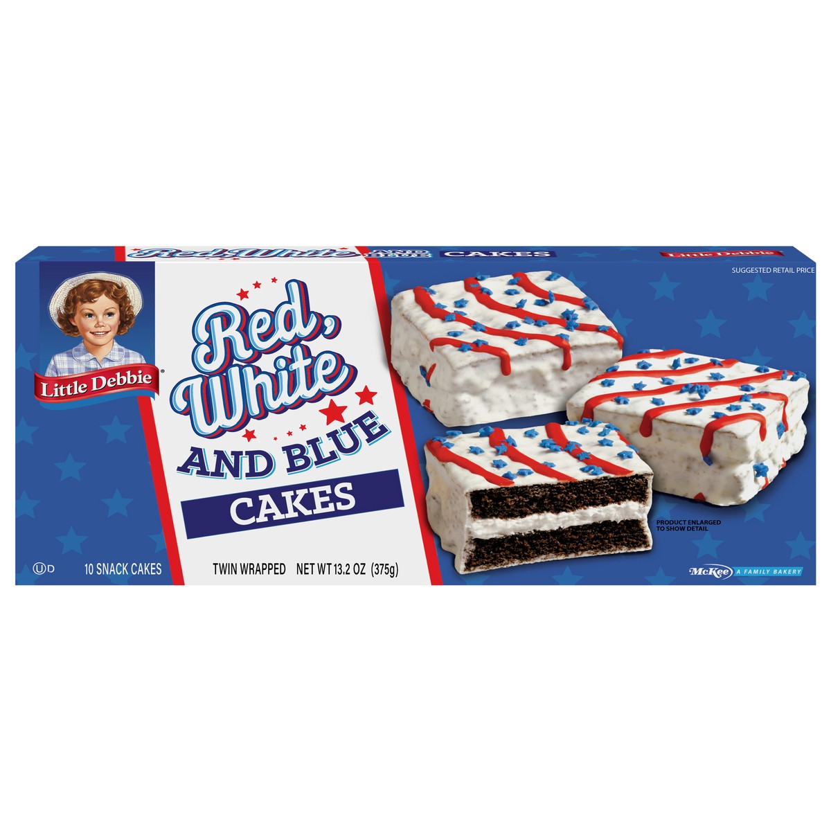 slide 1 of 11, Little Debbie Snack Cakes, Little Debbie Family Pack Red, White and Blue Cakes (choc), 10 ct