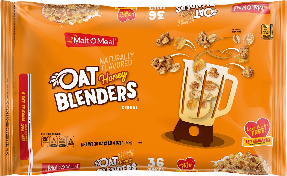 slide 4 of 7, Malt-O-Meal Oat Blenders Honey Cereal, Honey Flavored Breakfast Cereal, 36 OZ Bag, 36 oz