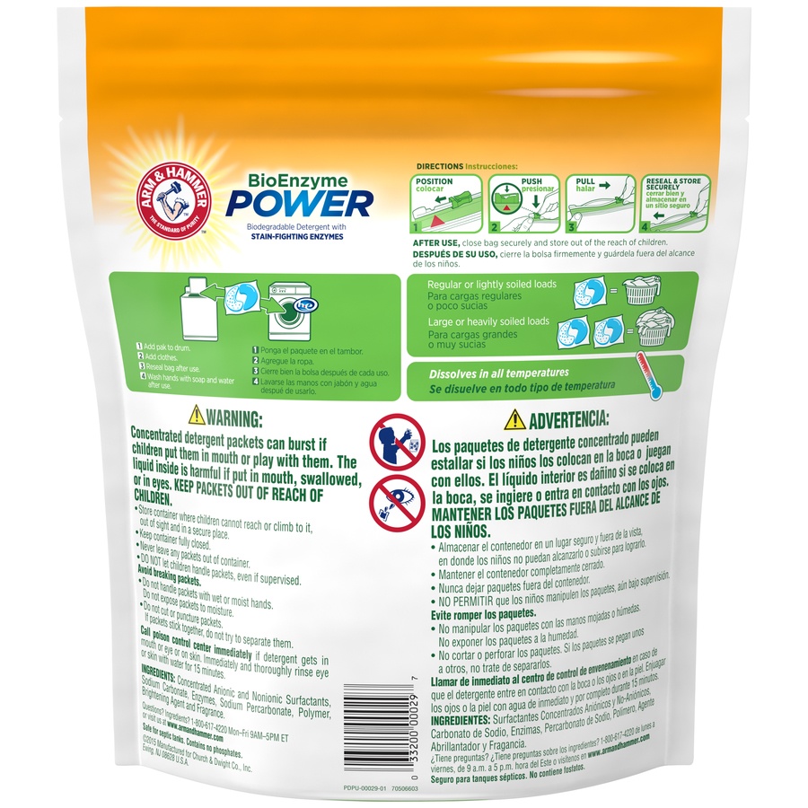 slide 4 of 4, ARM & HAMMER BioEnzyme Power Botanical Springs Biodegradable Detergent Paks, 26 ct