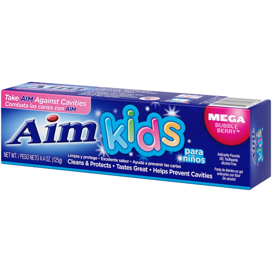 slide 3 of 3, ARM & HAMMER Aim Kids Toothpaste - Mega Bubble Berry, 5.5 oz