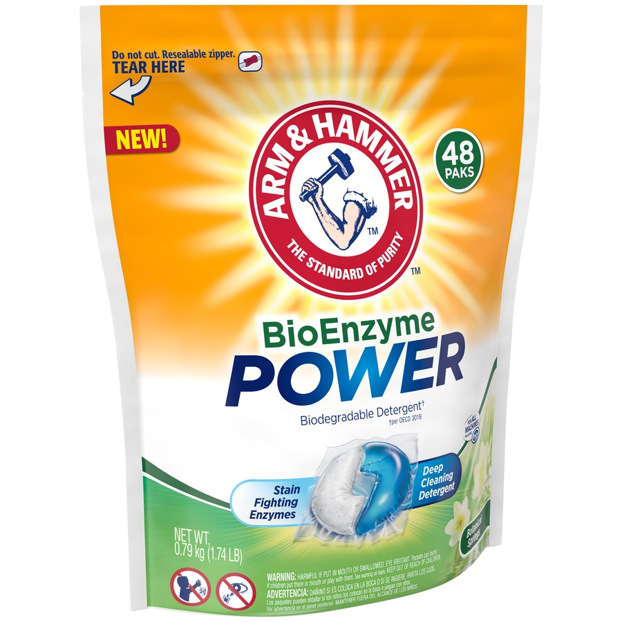 slide 2 of 4, ARM & HAMMER Bioenzyme Power Botanical Springs Biodegradable Detergent Paks, 48 ct