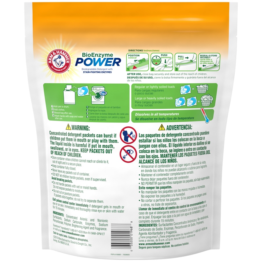 slide 4 of 4, ARM & HAMMER Bioenzyme Power Botanical Springs Biodegradable Detergent Paks, 48 ct