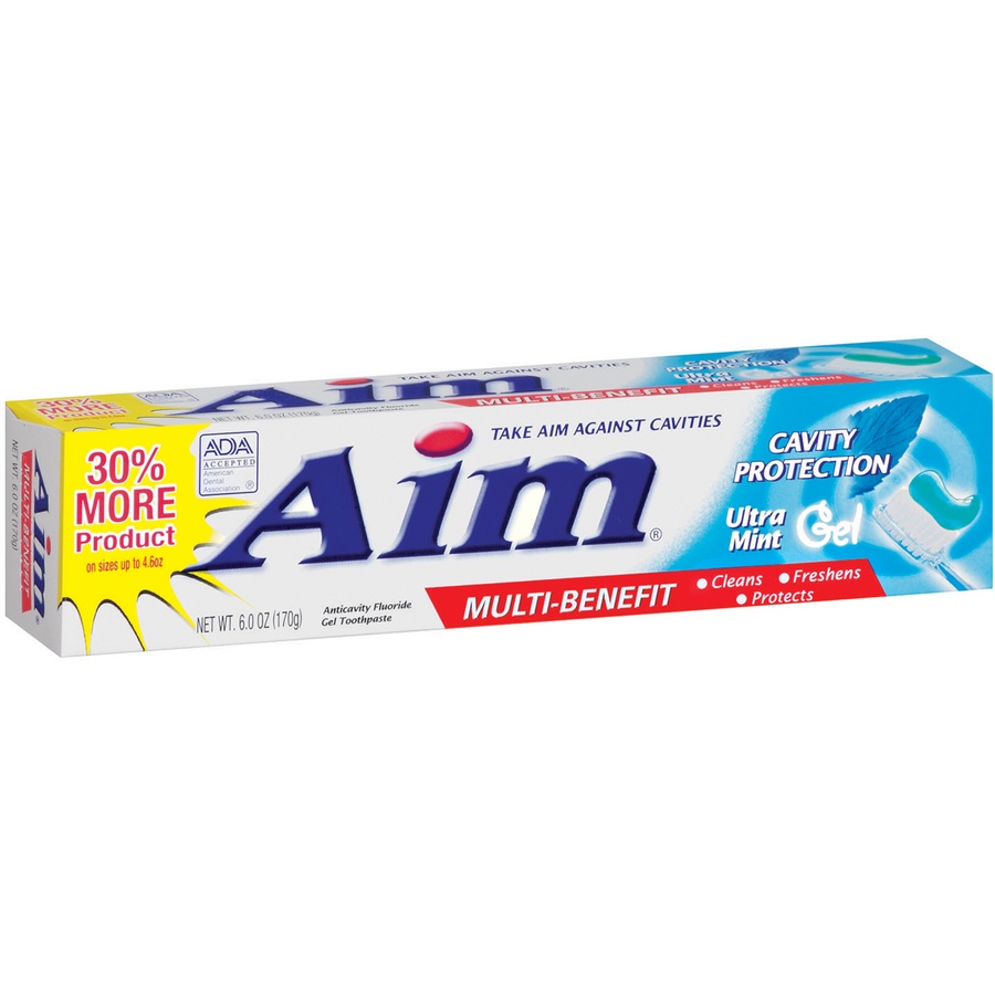 slide 2 of 3, Aim Multi Benefit Cavity Protection Ultra Mint Toothpaste, 6 oz
