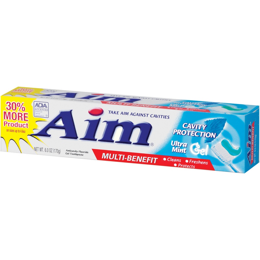slide 3 of 3, Aim Multi Benefit Cavity Protection Ultra Mint Toothpaste, 6 oz