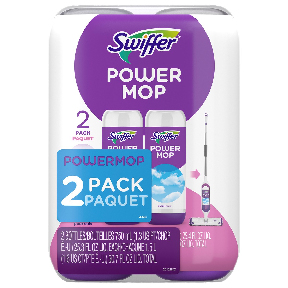 slide 1 of 13, Swiffer Power Mop Refill Solution, Tile, Vinyl, Laminate, Wood, Floor Cleaner, Fresh, 50.6oz, 2 ct