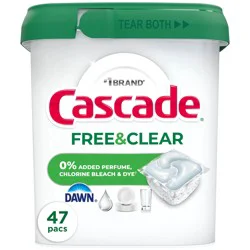 Cascade Action Packs Free & Clear Dishwasher Pods - Unscented