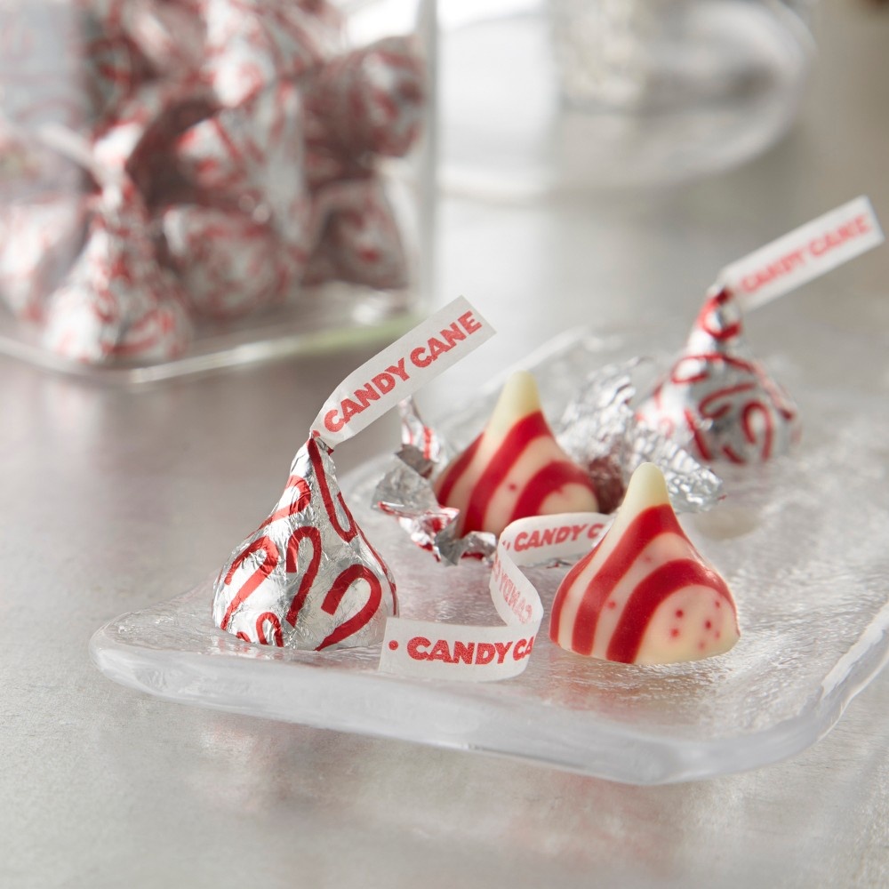 slide 3 of 6, Hershey's Kisses Holiday Candy Cane Mint Candies, 17.8 oz