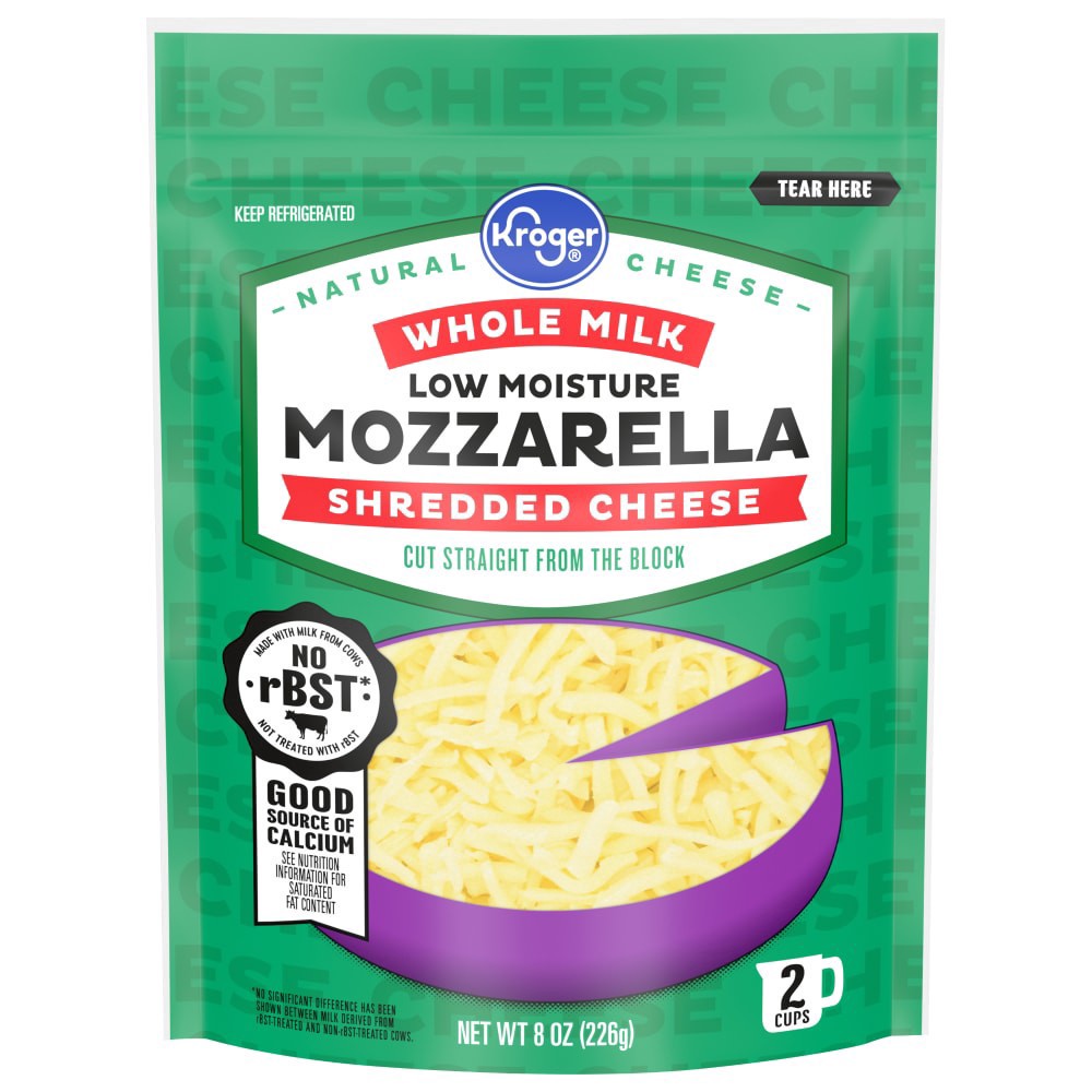 slide 4 of 4, Kroger Whole Milk Shredded Mozzarella Cheese, 8 oz