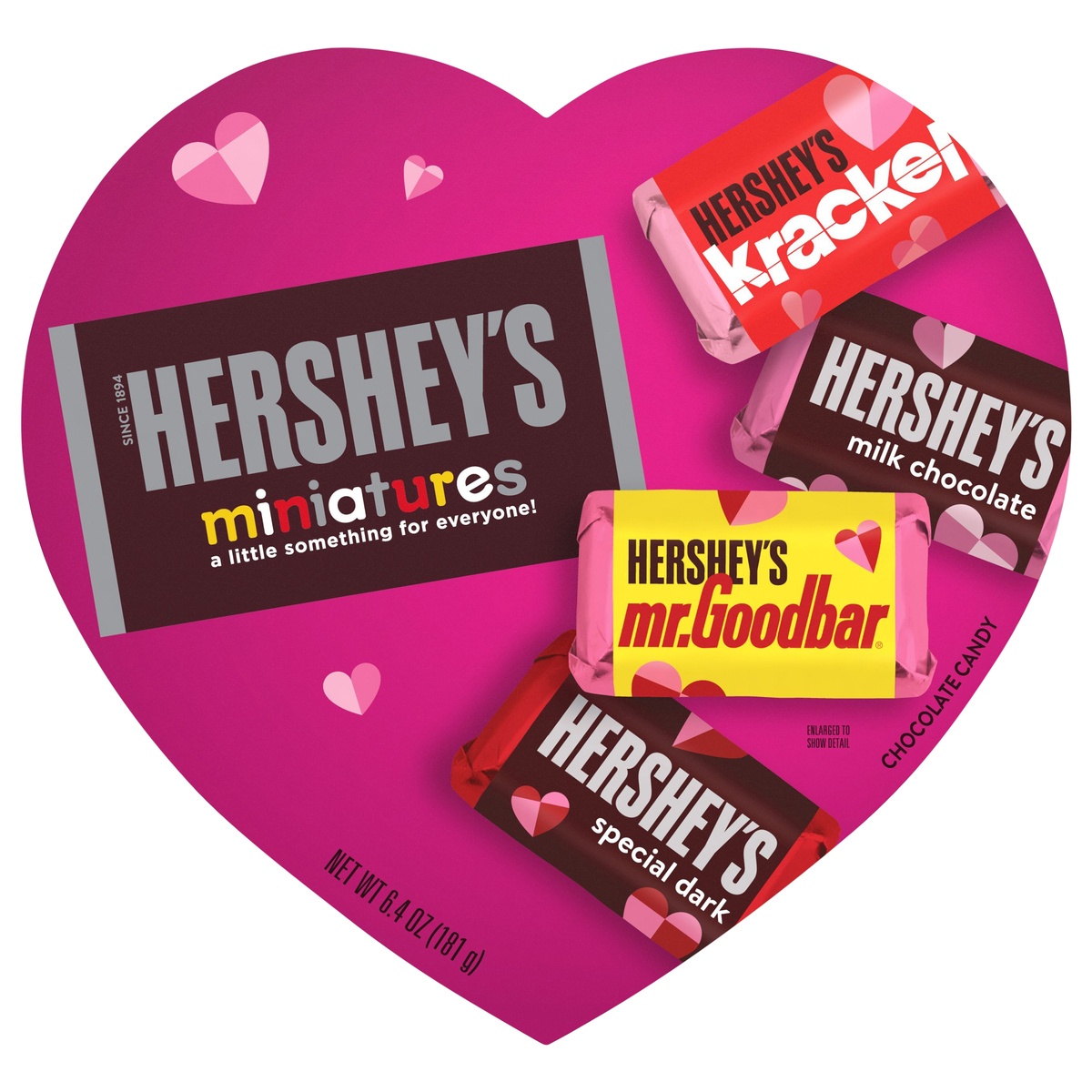 slide 1 of 1, Hershey's Miniatures Valentine's Chocolate Candy Assortment Heart Box, 6.4 oz