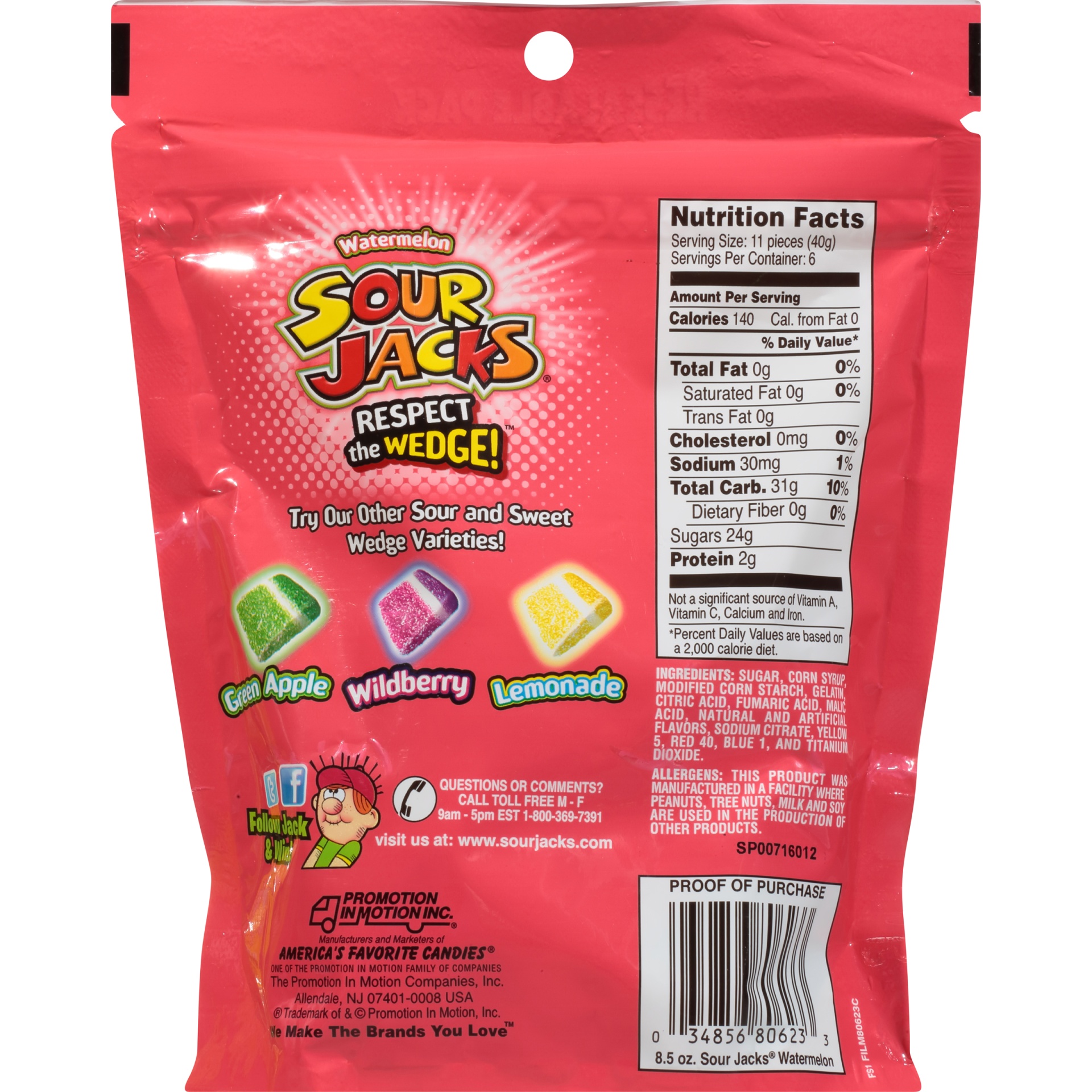 slide 2 of 7, Sour Jacks Watermelon Mouth-Puckering Candy, 8.5 oz