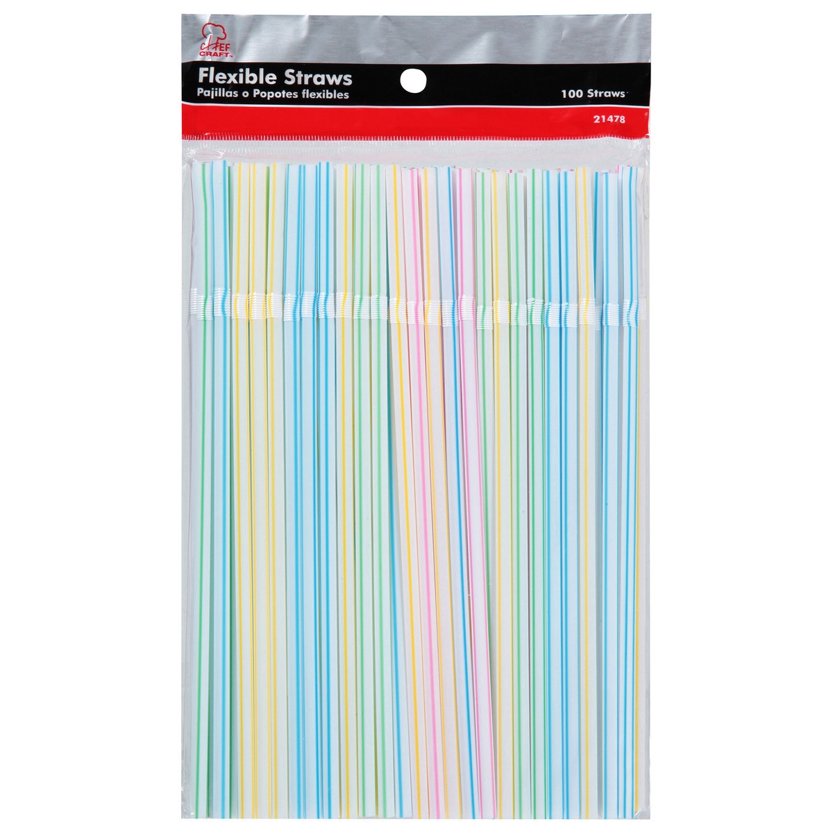 slide 1 of 1, Chef Craft Flex Straws 100 Count, 108 ct