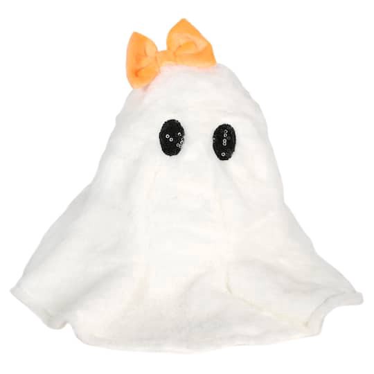 slide 1 of 2, 9" Ghost With Orange Bow Pillow By Ashland, 9 in x 8.5 in