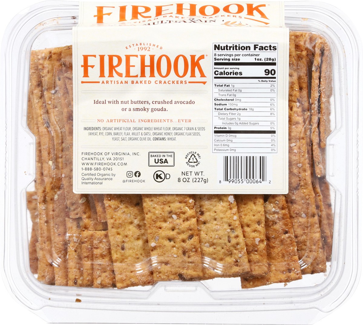 slide 7 of 15, Firehook Organic Multigrain Flax Artisan Baked Crackers 8 oz, 7 oz