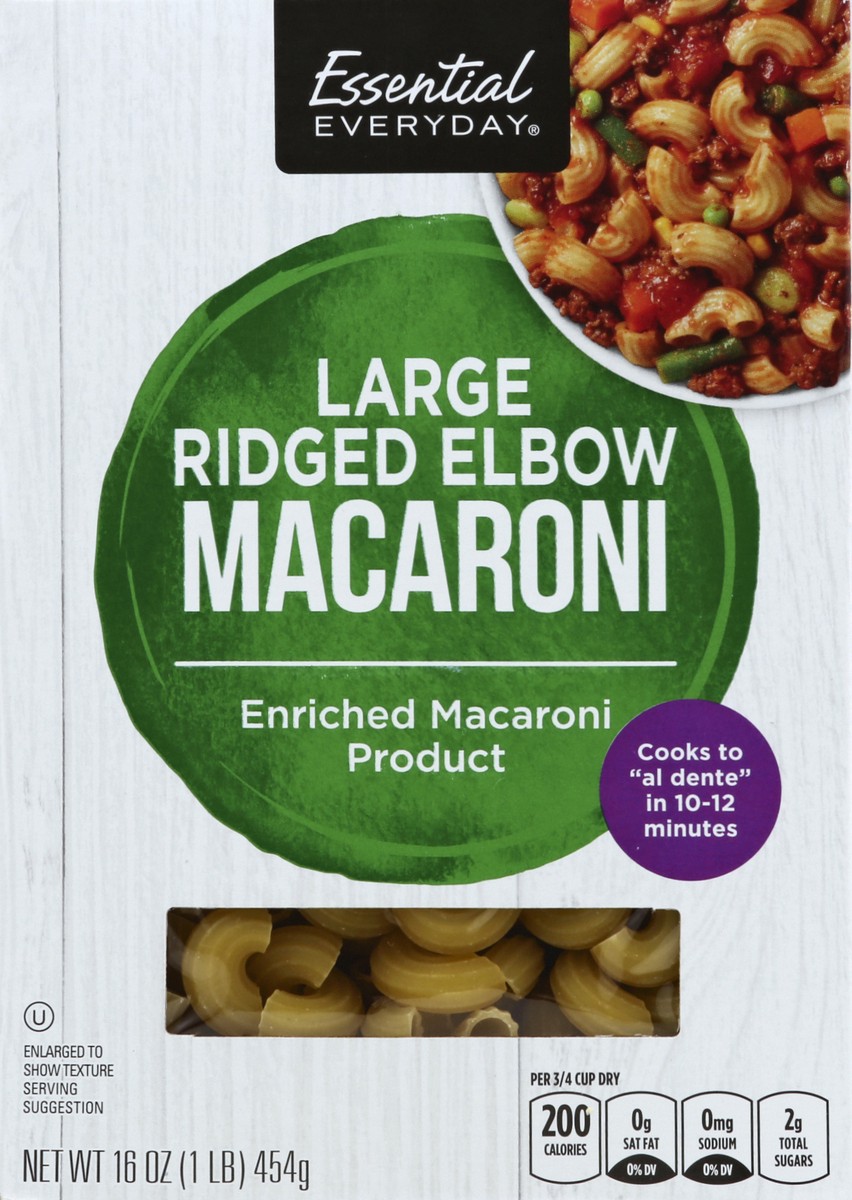 slide 5 of 6, Essential Everyday Elbow Macaroni, Ridged, Large, 16 oz