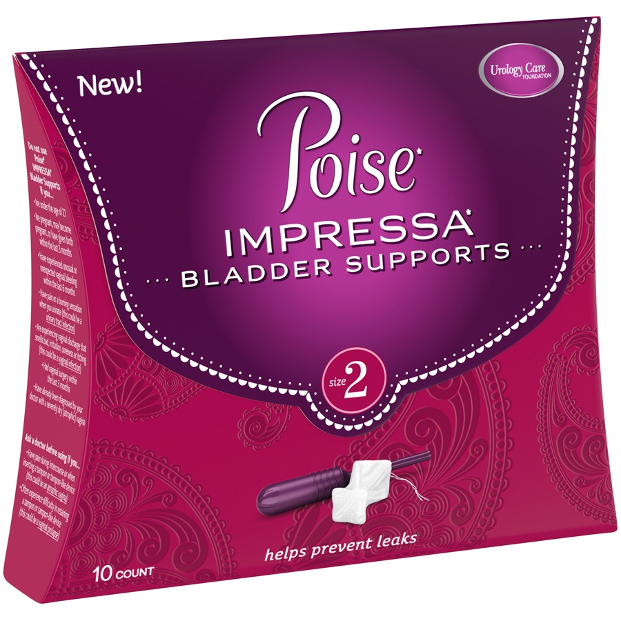 slide 2 of 3, Poise Impressa Bladder Supports, Size 2, 10 ct