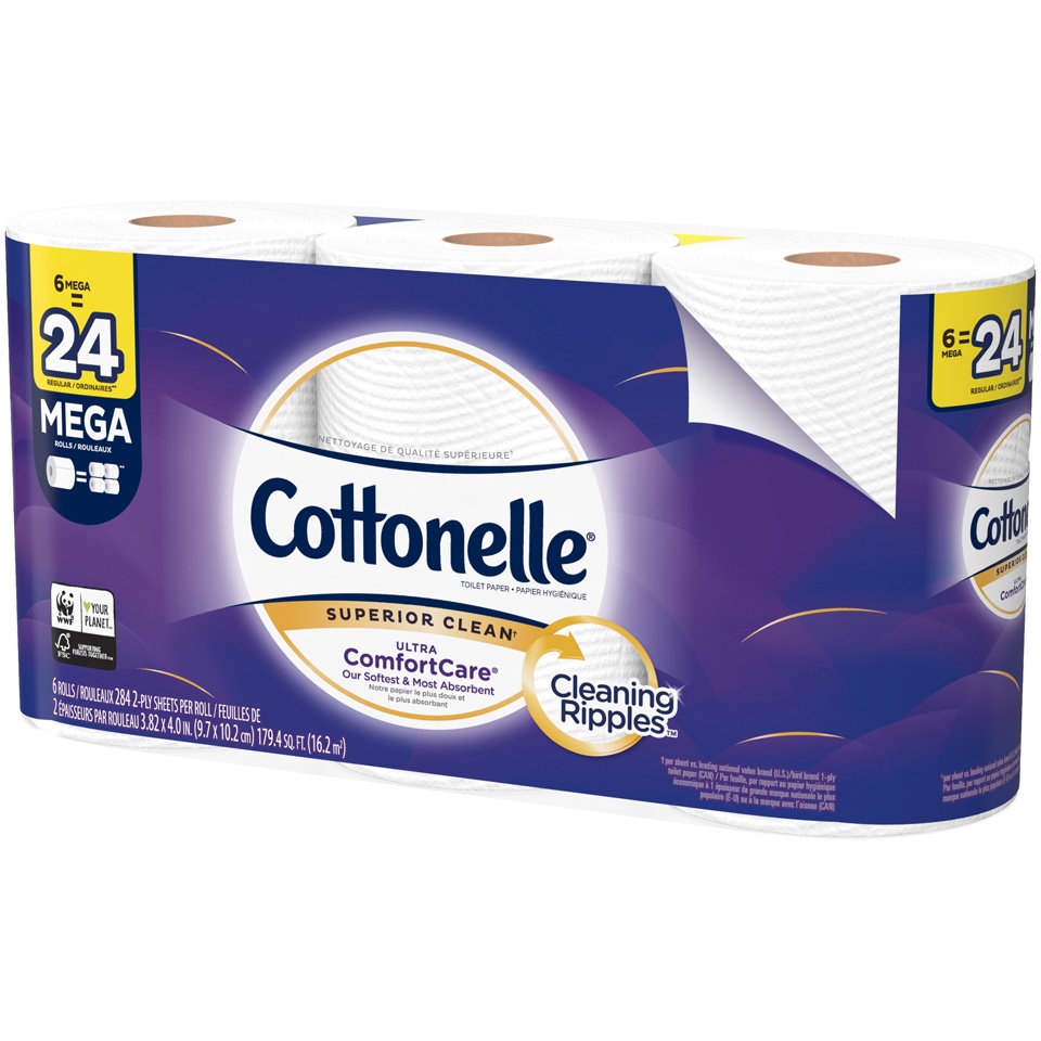 slide 2 of 3, Cottonelle ComfortCare Bathroom Tissue Mega Roll 2-Ply Wrapper, 6 ct