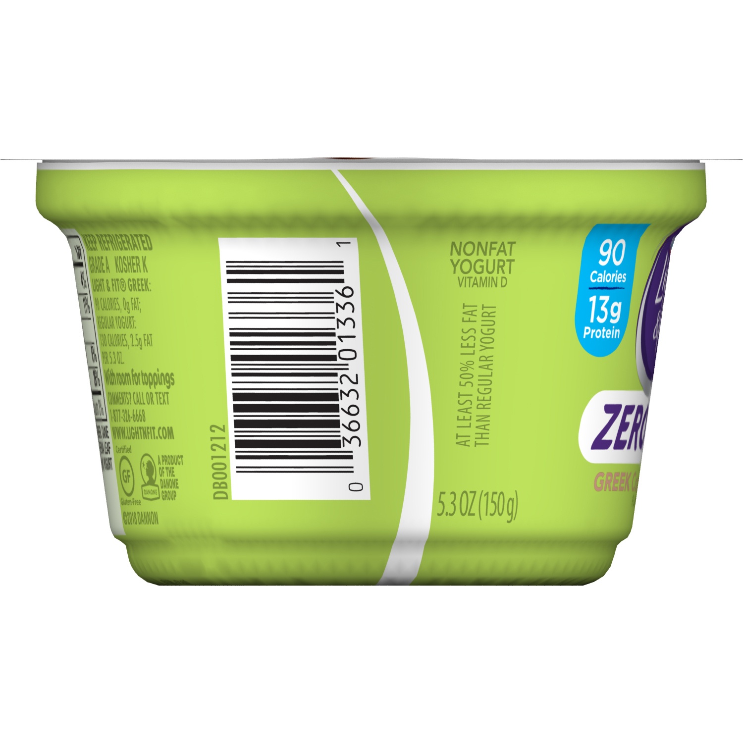 slide 2 of 5, Dannon Light Fit Greek Zero Artificial Sweeteners Nonfat Yogurt Coconut Cream, 5.3 oz