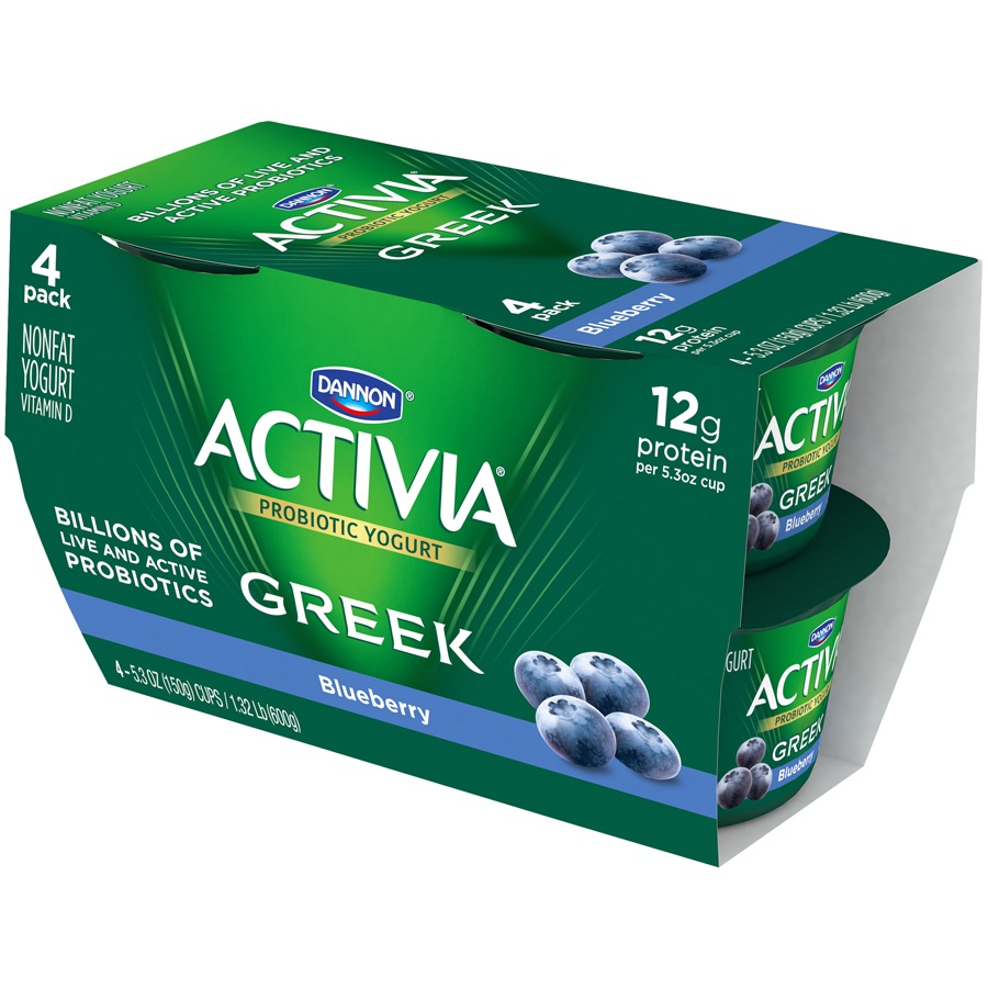 slide 3 of 7, Activia Probiotic Nonfat Greek Yogurt, Blueberry, 5.3 oz., 4 Pack, 5.3 oz