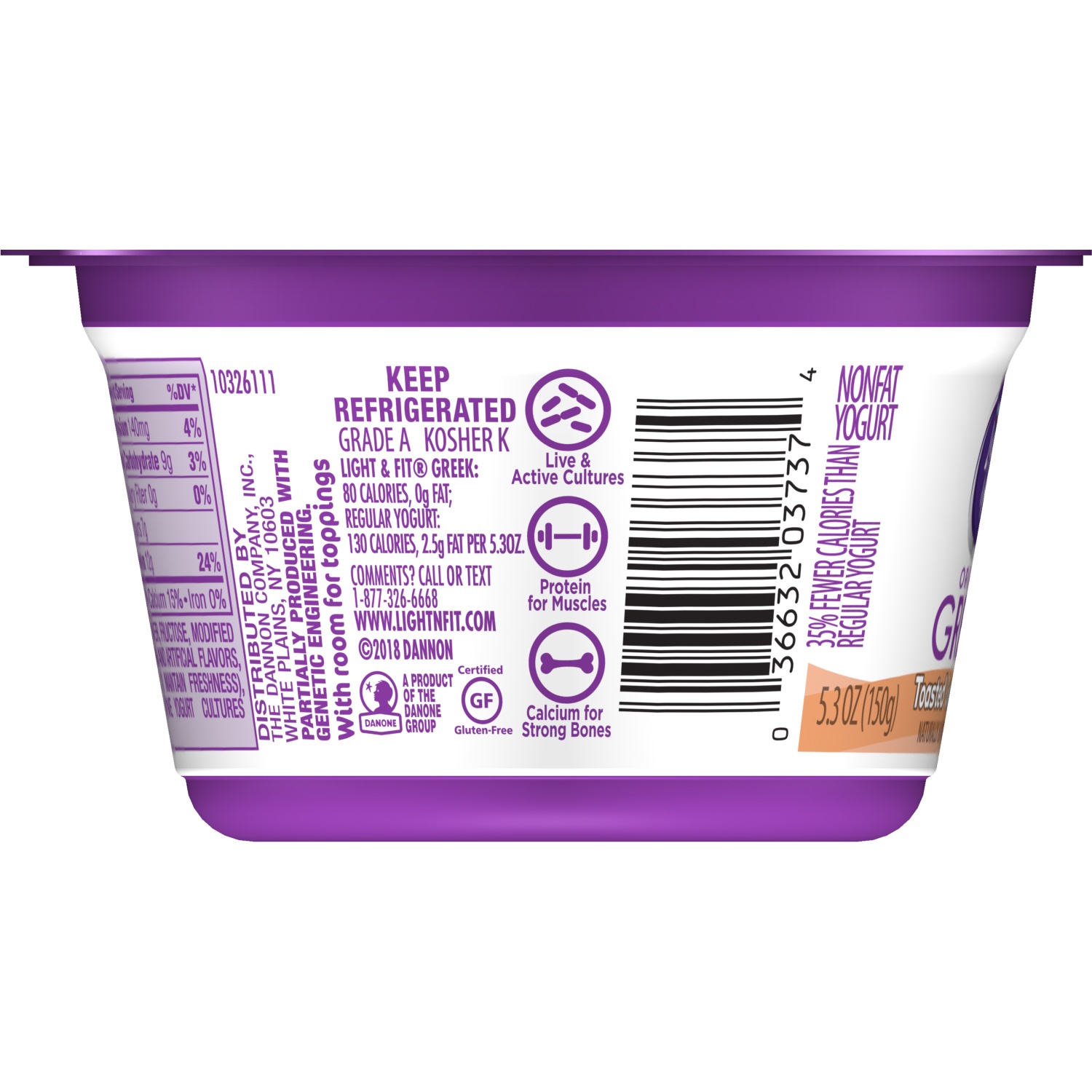 slide 3 of 6, Light & Fit Yogurt 5.3 oz, 5.3 oz