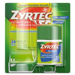 Zyrtec 24 Hour Allergy Relief Tablets with 10 mg Cetirizine HCl, 30 ct