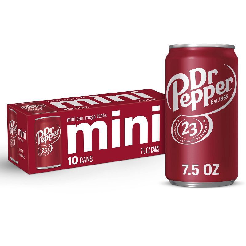 slide 1 of 11, Dr Pepper Mini Cans, 10 ct; 7.5 fl oz