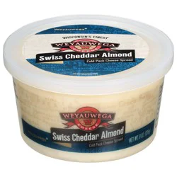 Weyauwega Cold Pack Swiss Cheddar Almond Cheese Spread 8 oz