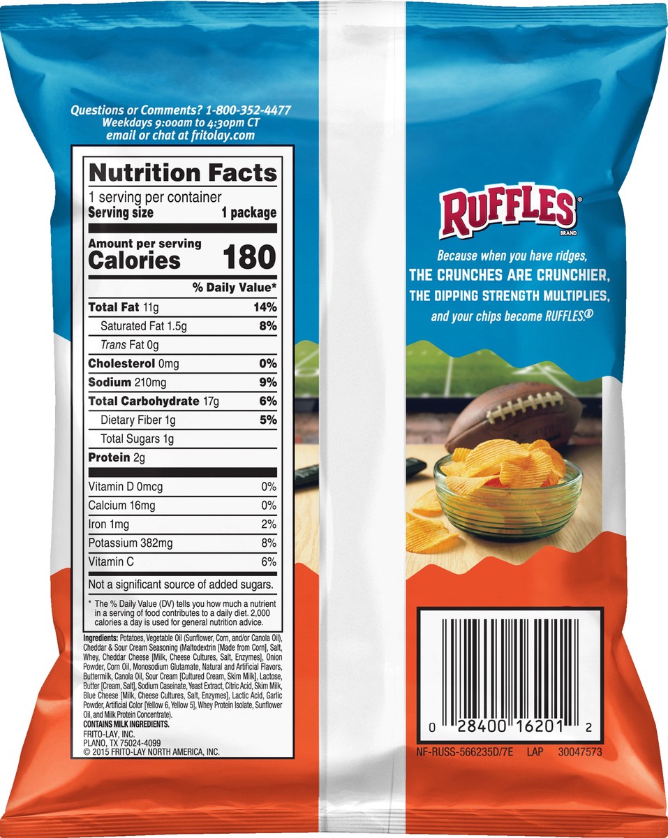 slide 2 of 5, Ruffles Sour Cream Cheddr Potato Chips, 13.25 oz