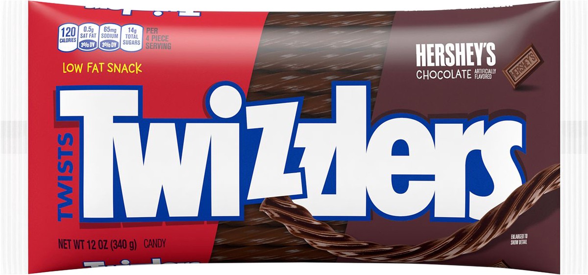 slide 4 of 6, TWIZZLERS Twists HERSHEY'S Chocolate Flavored Licorice Style, Candy Bag, 12 oz, 12 oz