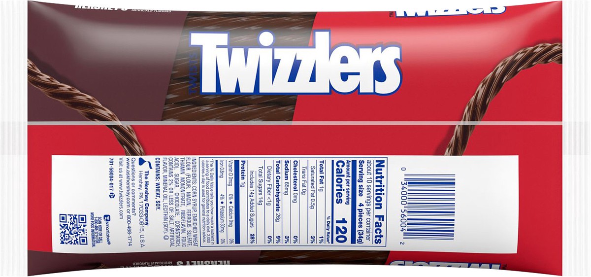 slide 6 of 6, TWIZZLERS Twists HERSHEY'S Chocolate Flavored Licorice Style, Candy Bag, 12 oz, 12 oz