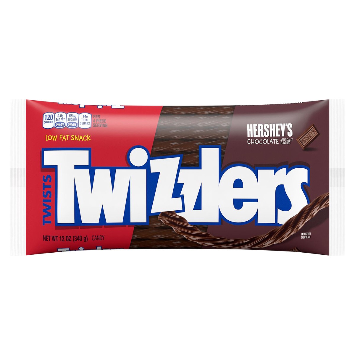 slide 5 of 6, TWIZZLERS Twists HERSHEY'S Chocolate Flavored Licorice Style, Candy Bag, 12 oz, 12 oz