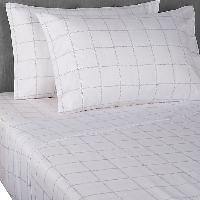 slide 1 of 4, Simply Essential Truly Soft Microfiber Queen Sheet Set - White Windowpane, 1 ct