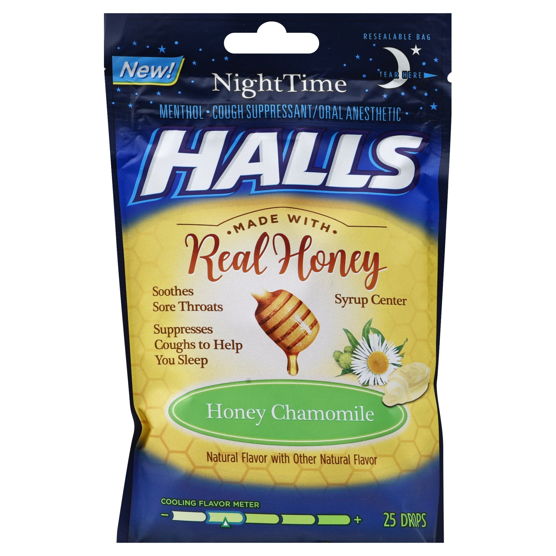 slide 1 of 5, Halls Nighttime Honey Chamomile Made With Real Honey, 25 ct